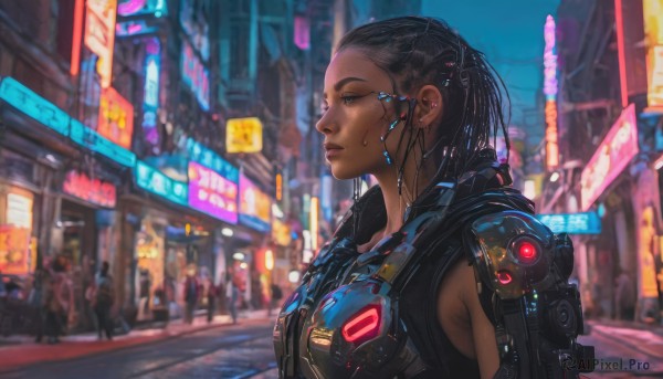 A inspiring view of a cyborg in outdoors