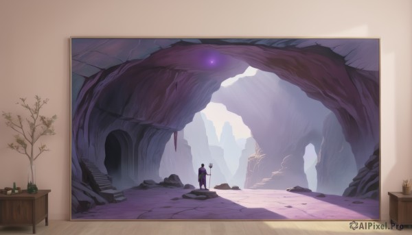 A serene scenery featuring a male