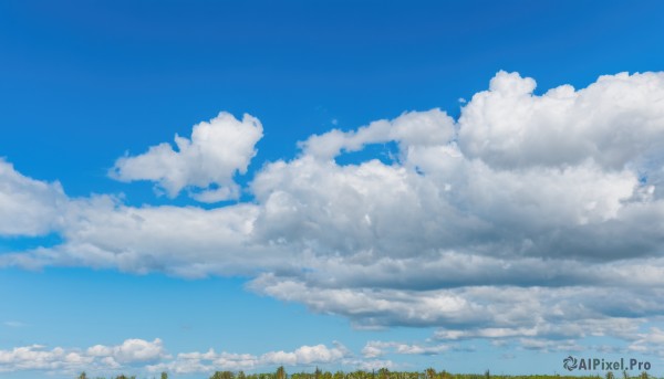 outdoors,sky,day,cloud,tree,blue sky,no humans,cloudy sky,grass,nature,scenery,forest,1girl,multiple boys,bird,field,very wide shot,cumulonimbus cloud