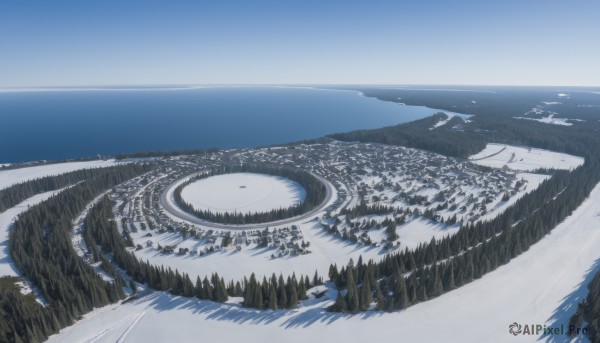 A landscape amidst a idyllic snowy day