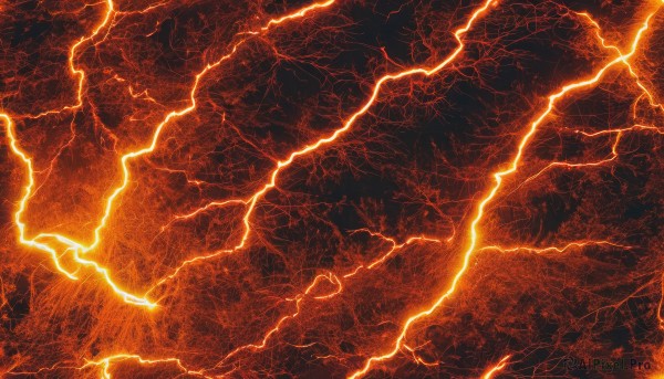 The charm of a lightning in a tranquil fiery scenery