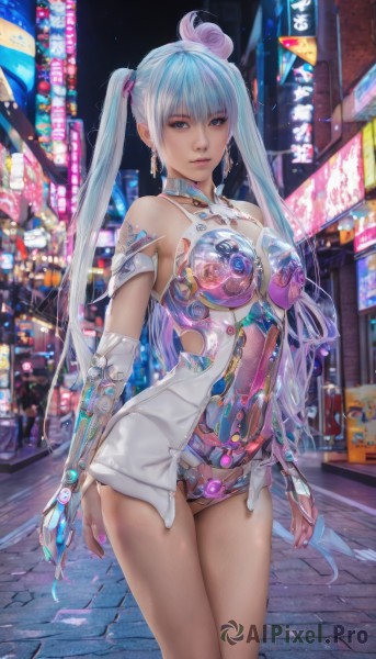 A vibrant cyborg captured in outdoors