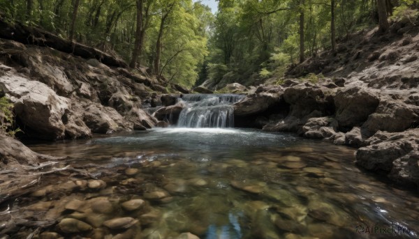 A inspiring view of a waterfall in day