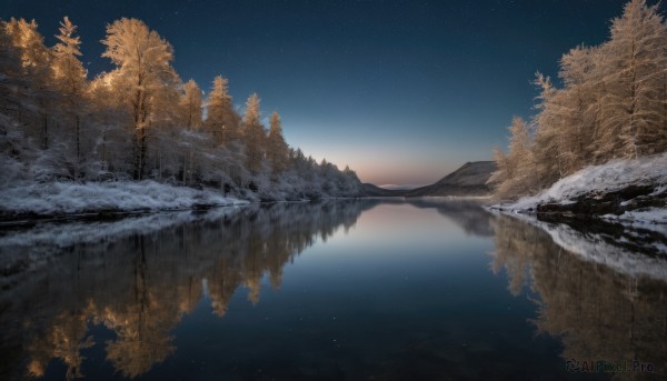 A peaceful image of a landscape in snowy outdoors