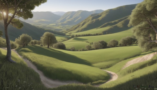 A landscape set against the backdrop of a serene day
