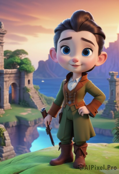 A idyllic male within a beautiful sunset outdoors