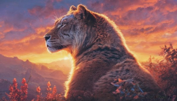 The wonder of a unique subject in a bold sunset outdoors