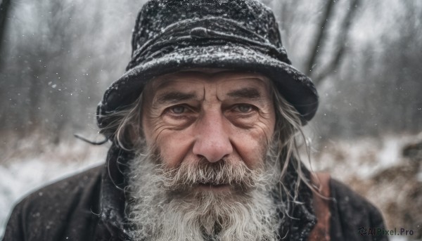 A glimpse of a male in a ethereal snowy outdoors