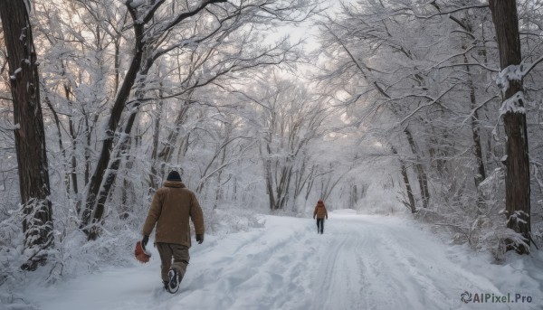 A glimpse of a male in a picturesque snowy outdoors