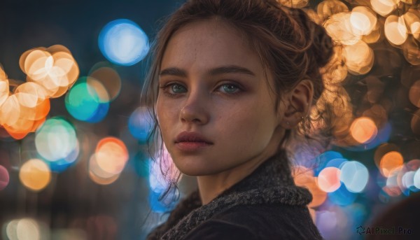A female in a picturesque dynamic scene