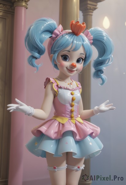 A clown set against the backdrop of a serene dynamic scene