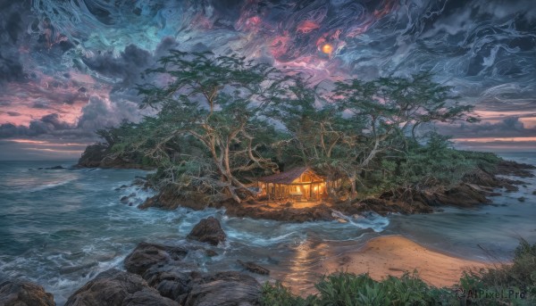 A landscape in a picturesque sunset outdoors