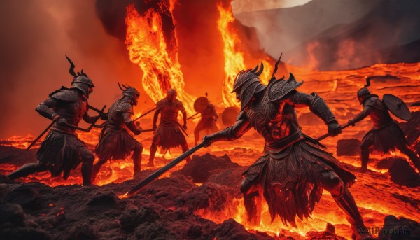 A breathtaking fiery outdoors featuring a unique subject