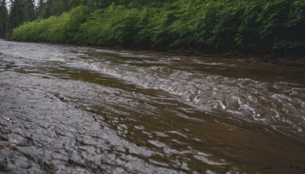 outdoors,day,tree,no humans,grass,nature,scenery,forest,rock,road,river,photo background,water,blurry,plant,realistic