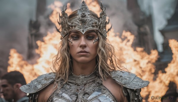 A stunning female captured in fiery dynamic scene