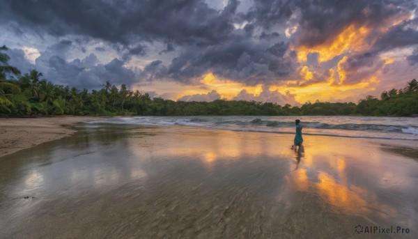 A female in a dynamic sunset outdoors