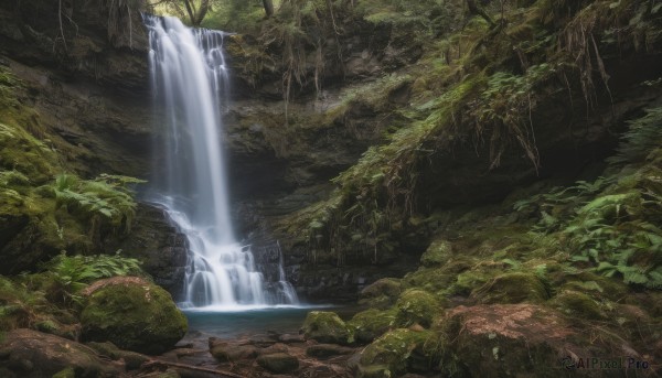 A vibrant waterfall captured in outdoors