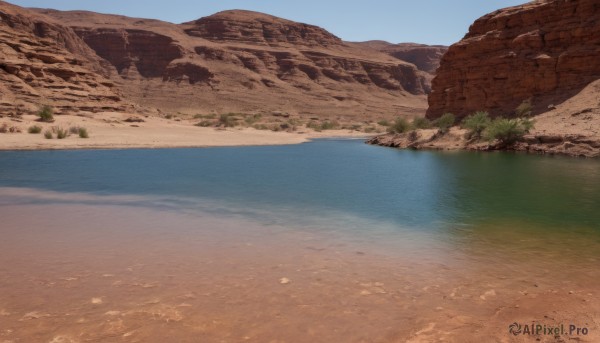 outdoors,sky,day,water,tree,blue sky,no humans,grass,nature,scenery,reflection,rock,mountain,sand,river,landscape,lake,shore,desert,cliff,ocean,beach