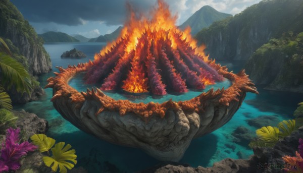 The timeless beauty of a monster in a tranquil fiery day