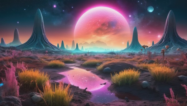 A stunning landscape captured in sunset outdoors