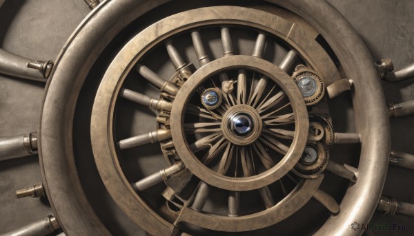 no humans,close-up,gears,still life,industrial pipe,steampunk,solo,from above,clock,roman numeral