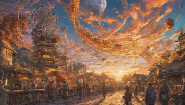 A street showcased in a vivid sunset outdoors