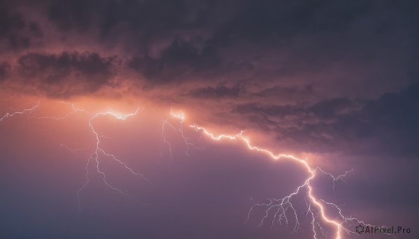 A graceful view of a lightning in sunset outdoors