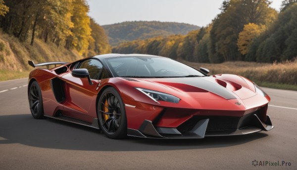 A motor vehicle in the heart of a peaceful outdoors