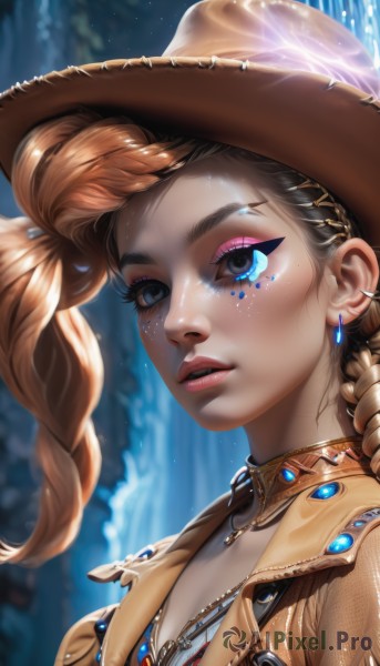 A female surrounded by a serene dynamic scene