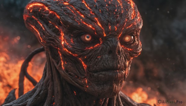 A majestic male within a beautiful fiery dynamic scene