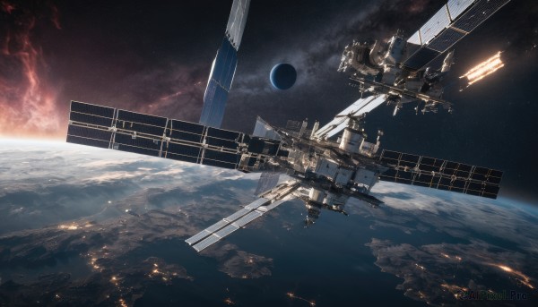 A spacecraft in a breathtaking fiery scenery