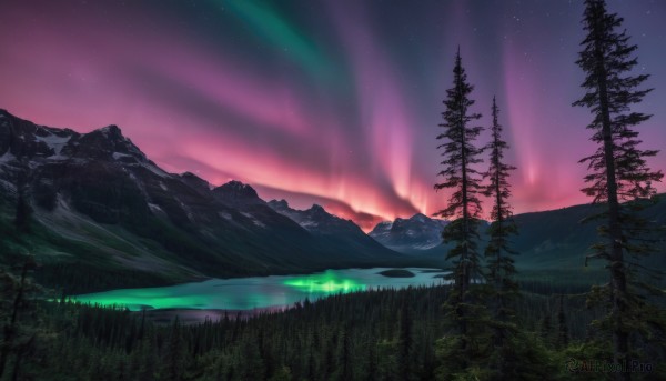 A stunning portrayal of a landscape in a lush sunset outdoors
