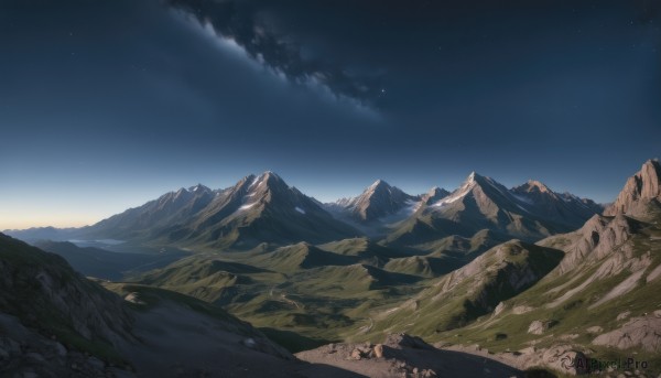 A landscape in a picturesque sunset outdoors