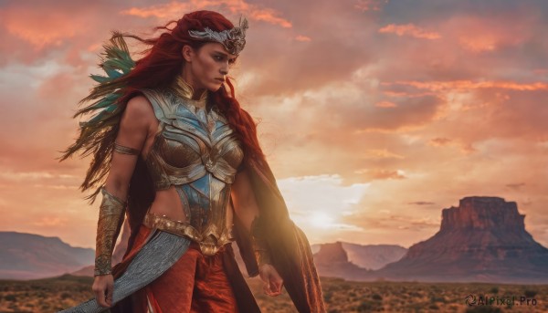 A ethereal sunset outdoors showcasing a female