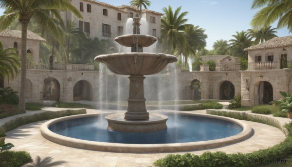 A garden set against the backdrop of a serene day