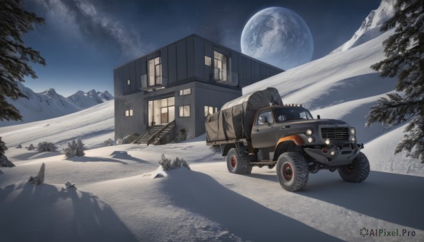 A delightful capture of a motor vehicle within snowy outdoors