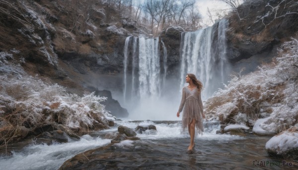 A idyllic female within a beautiful snowy outdoors