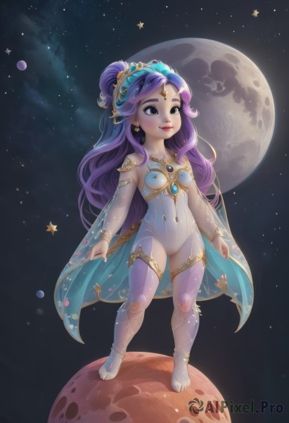 Image of a female in a vibrant night sky