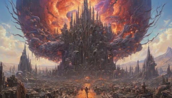 A male in a picturesque fiery day