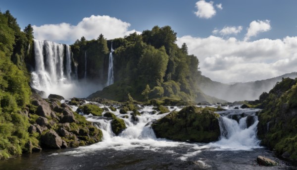 A majestic image of a waterfall in day