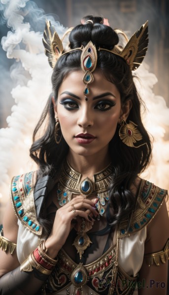 A stunning female within a lush smoke