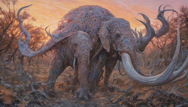 A monster captured in a tranquil sunset outdoors