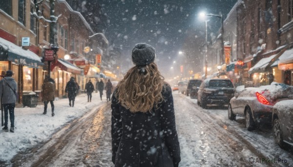 A majestic snowy outdoors featuring a female
