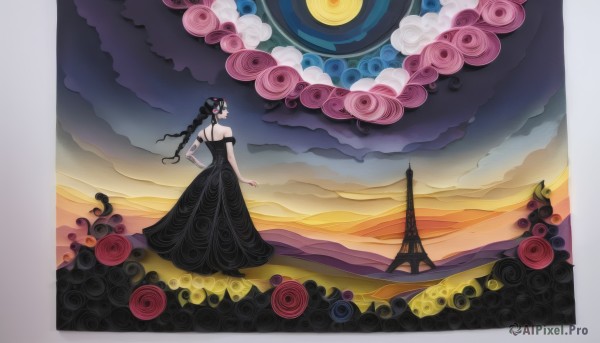 A female showcased in a vivid sunset scenery
