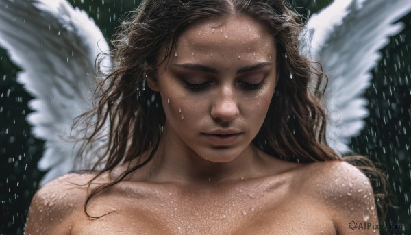A glimpse of a female in a picturesque rainy dynamic scene