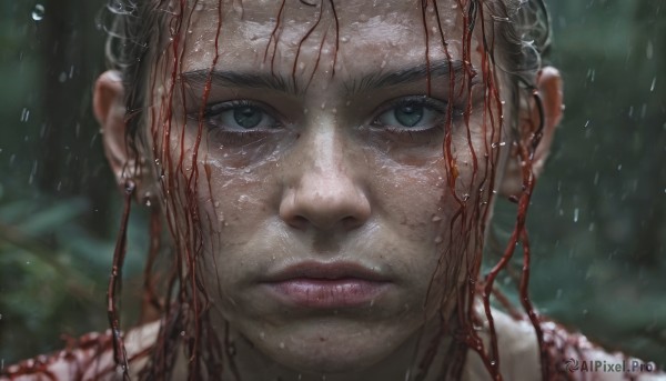A charming rainy dynamic scene featuring a female