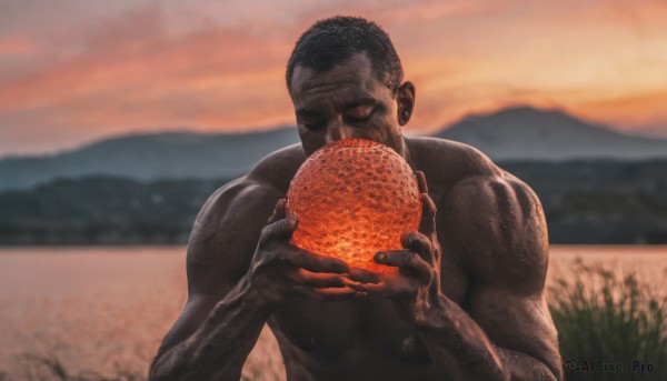 Image of a male in a beautiful sunset outdoors