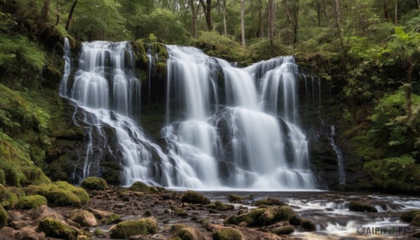 A enchanting day highlighting a waterfall