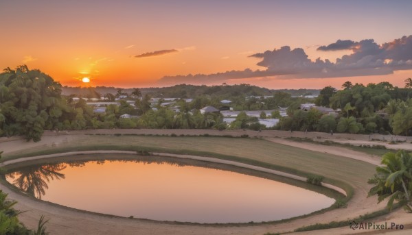 A landscape in the heart of a majestic sunset outdoors
