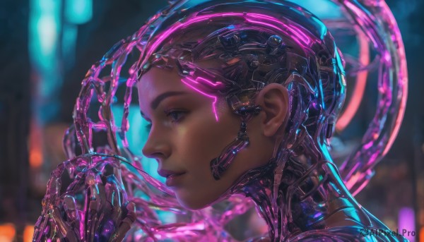 A vivid dynamic scene showcasing a cyborg
